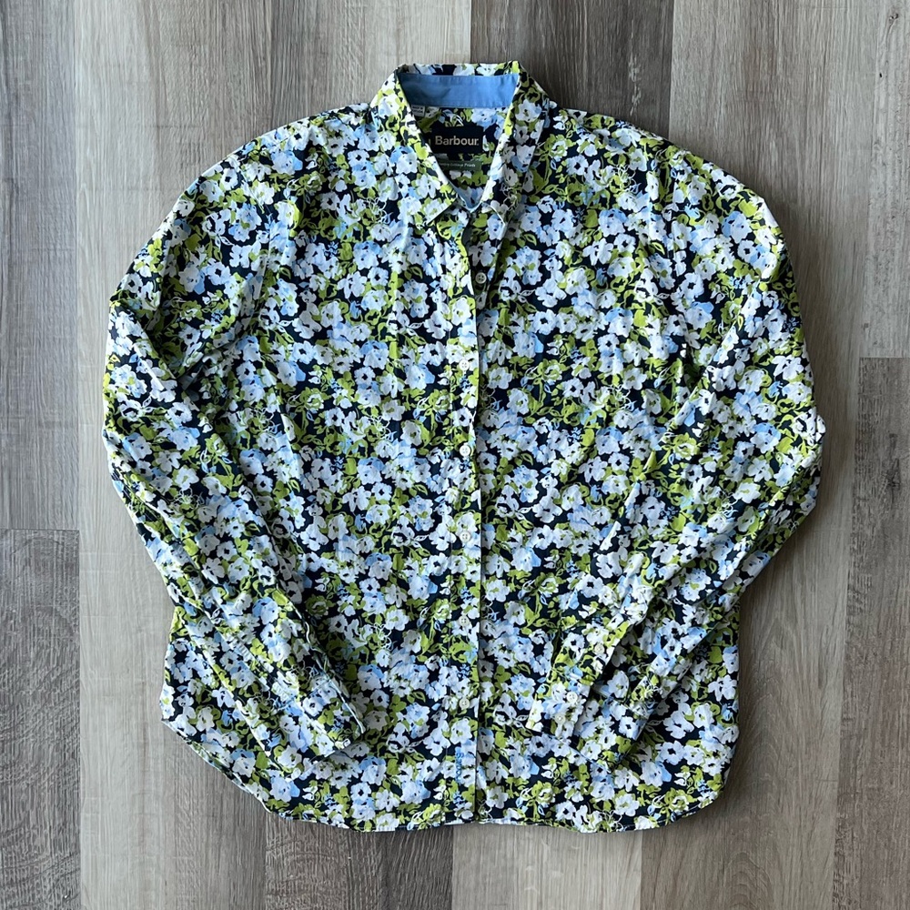 Barbour Country Cottage Floral Print Button Down Shirt- Size US 14